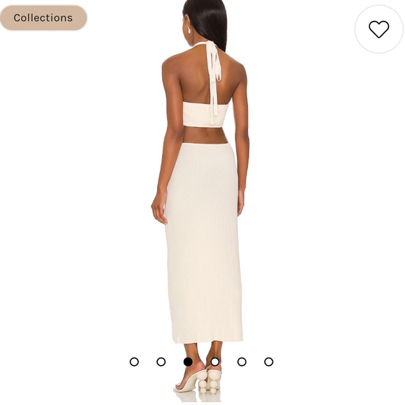 NEW • Cult Gaia • Women’s  Cameron Midi Dress in Off White Halter Neck Large - Picture 3 of 5